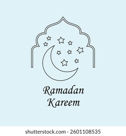 Ramadan Greeting Card with Crescent Moon and Star Decoration