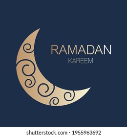 Ramadan Greeting Card with Dark Crescent Background and three stars