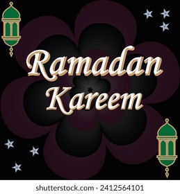 Ramadan greeting card design on black background. Vector illustration. Ramadan Kareem means Ramadan is generous - Vetorial
