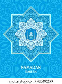Ramadan  greeting card  with the image of an mosque