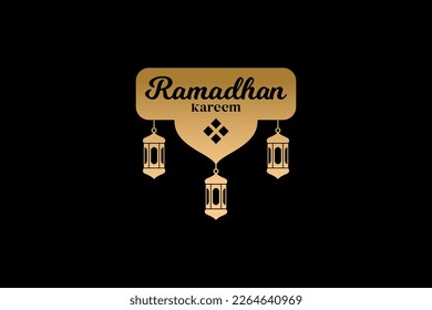 ramadan greeting card, Ramadan Logo Concept Vector. with the inscription ramadan kareem and a chandelier