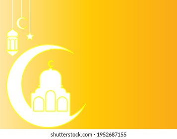 Ramadan greeting card with mosque and lantern images