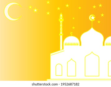 Ramadan greeting card with mosque and lantern images