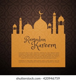 ramadan greeting card with mosque silhouette
