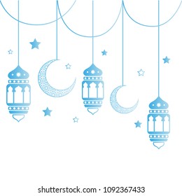Ramadan greeting card on white background. illustration Ramadan Kareem Arabic lamps