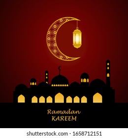 Ramadan-Grußkarte mit rotem Hintergrund