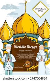 Ramadan Greeting Card Template Vector, god for create greeting card corporate print