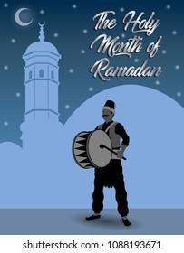 Ramadan Greeting with Ramadan Drummer. All the objects are in different layers and the text types do not need any font. 