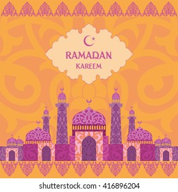 Ramadan  greeting with the image of the mosque