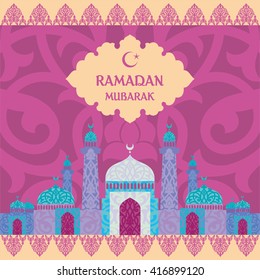 Ramadan  greeting  with the image of the mosque