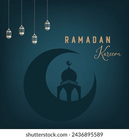 Diseño vectorial de saludo de Ramadán con un tema clásico de lujo premium para propósitos de medios sociales