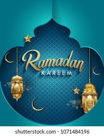 Ramadan greetings background, Elegant greetings card design template, place for text greeting card and banner for Ramadan kareem.