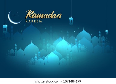 Ramadan greetings background, Elegant greetings card design template, place for text greeting card and banner for Ramadan kareem.