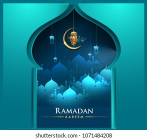 Ramadan greetings background, Elegant greetings card design template, place for text greeting card and banner for Ramadan kareem.