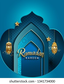 Ramadan greetings background, Elegant greetings card design template, place for text greeting card and banner for Ramadan kareem.
