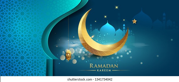 Ramadan greetings background, Elegant greetings card design template, place for text greeting card and banner for Ramadan kareem.