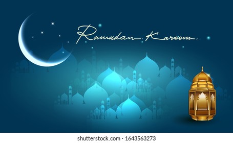 Fondo de saludos de Ramadán, Plantilla de diseño de tarjetas de felicitación Elegante, lugar para tarjetas de felicitación de texto y banner para el kareem de Ramadán.