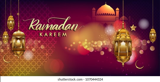 Ramadan greetings background, Elegant element for design template, place for text greeting card and banner for Ramadan kareem.