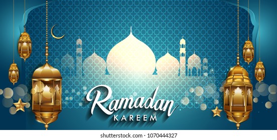 Ramadan greetings background, Elegant element for design template, place for text greeting card and banner for Ramadan kareem.