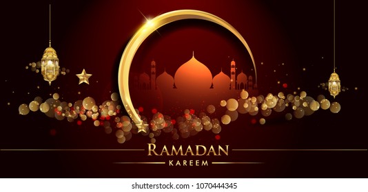Ramadan greetings background, Elegant element for design template, place for text greeting card and banner for Ramadan kareem.