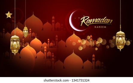 Ramadan greetings background, Elegant element for design template, place for text greeting card and banner for Ramadan kareem.