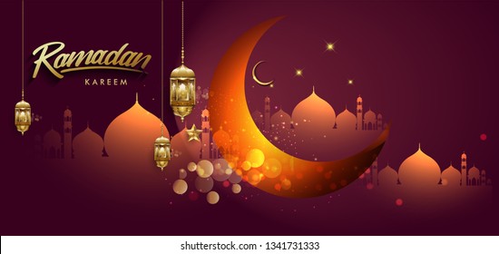 Ramadan greetings background, Elegant element for design template, place for text greeting card and banner for Ramadan kareem.