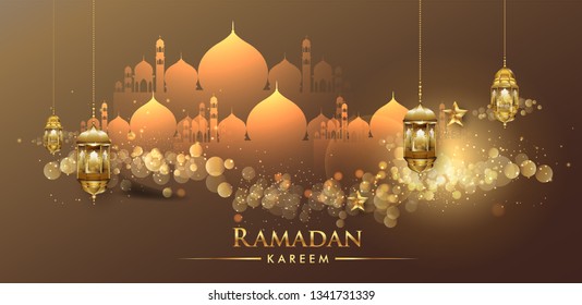 Ramadan greetings background, Elegant element for design template, place for text greeting card and banner for Ramadan kareem.