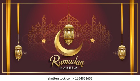 Ramadan greetings background, Elegant element for design template, place for text greeting card and banner for Ramadan kareem.