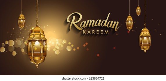 Ramadan greetings background, Elegant element for design template, place for text greeting card and banner for Ramadan kareem