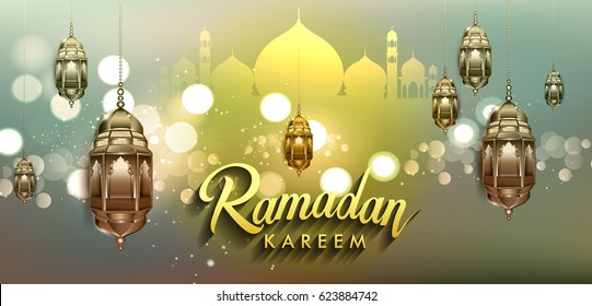 Ramadan greetings background, Elegant element for design template, place for text greeting card and banner for Ramadan kareem