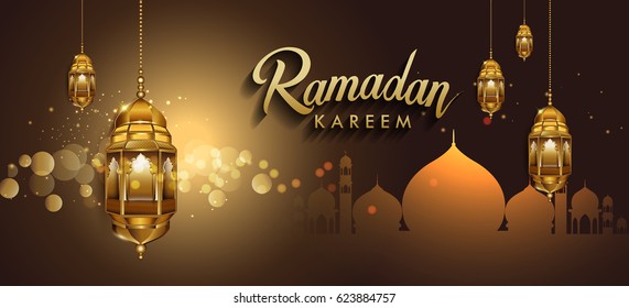 Ramadan greetings background, Elegant element for design template, place for text greeting card and banner for Ramadan kareem