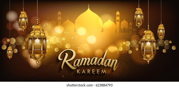 Ramadan greetings background, Elegant element for design template, place for text greeting card and banner for Ramadan kareem