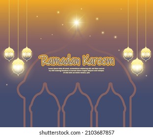 Ramadan greetings background illustration, Elegant greeting card design template, place for text greeting cards and banners for Ramadan kareem