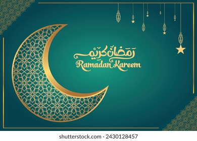 Ramadan Grüße Hintergrund für Ramadan Kareem und Eid Mubarak. Goldenes Halbmondmuster, Hintergrund.Vektorgrafik