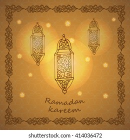 Ramadan greetings card. Vector illustration