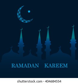 Ramadan Greetings Card View Mosque Blue Stock Vector (Royalty Free ...