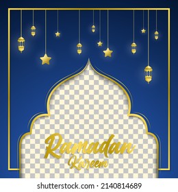 Ramadan greetings design templates. decorated with stars and lanterns.