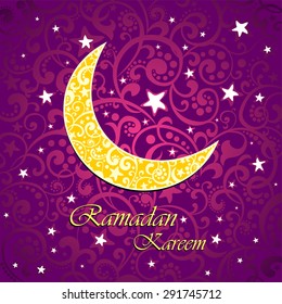 Ramadan greetings. An Islamic greeting card for holy month of Ramadan Kareem. Vector Illustration