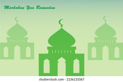 RAMADANISCHE Gruß mit Moschee und grünem Hintergrund