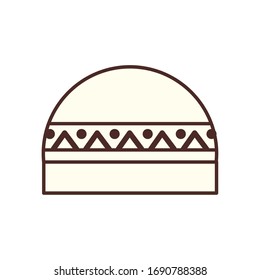 Ramadan hat line style icon design, Islamic muslim religion culture belief religious faith god spiritual meditation and traditional theme Vector illustration