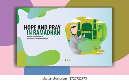 ramadan holy month background theme for landing page or flat design style for web page