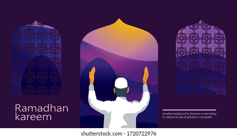 tema de fondo del mes sagrado de Ramadán para página de inicio o estilo de diseño plano para página web