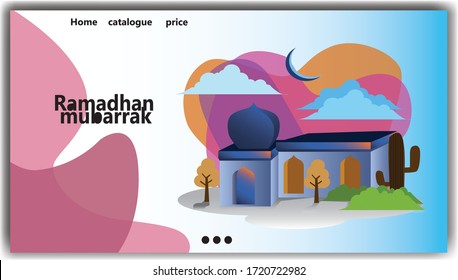 ramadan holy month background theme for landing page or flat design style for web page