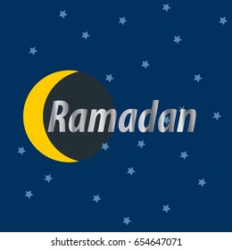 Ramadan holy month card. Vector illustration. Flat design.