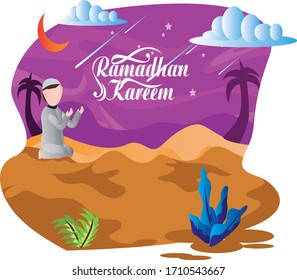 Ramadan holy month vector theme with flat design style
