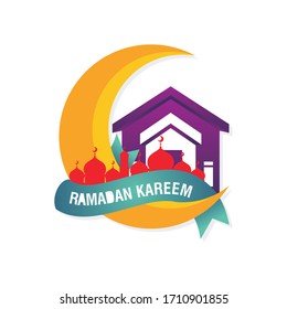 Ramadan at home, Praying, taraweeh, salat, fasting at home to protect from COVID-19 diseases. quarantine and social distancing concept