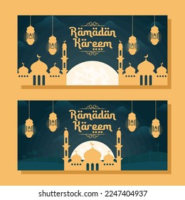 ramadan horizontal banner illustration in flat design