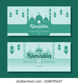 ramadan horizontal banner illustration in flat design
