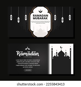 ramadan horizontal banner illustration in flat design