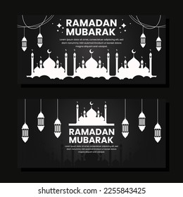 ramadan horizontal banner illustration in flat design